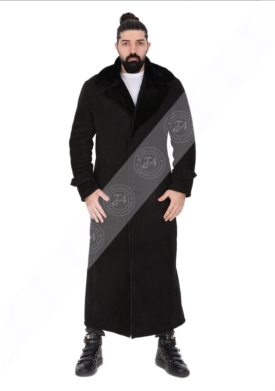 Erkek Gerçek Deri Klasik Luxury Süet Kaban Siyah -U1627-20196 FA6