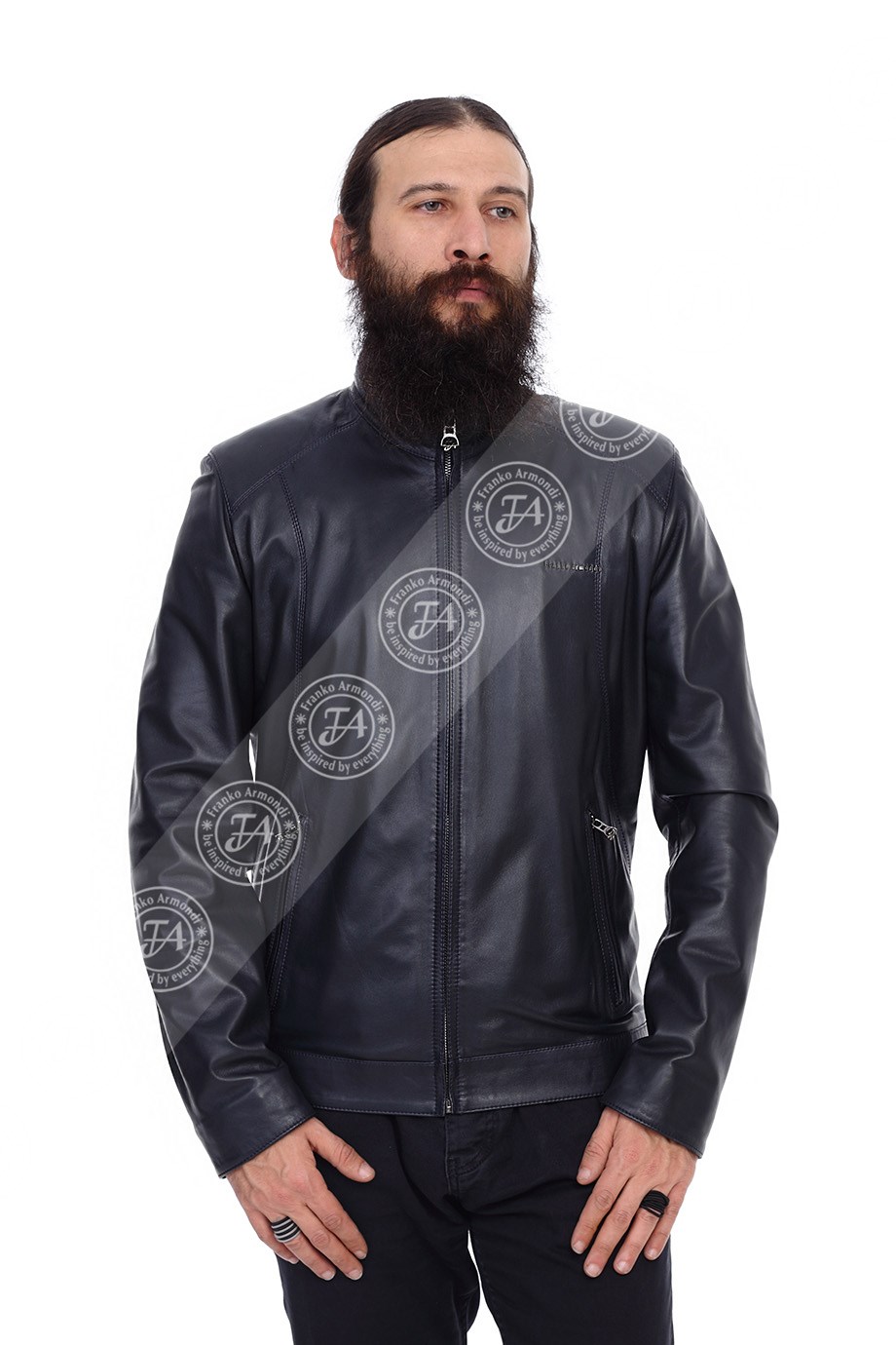 Erkek Gerçek Deri Klasik Mont  Lacivert K-300 V2-18682 FA2