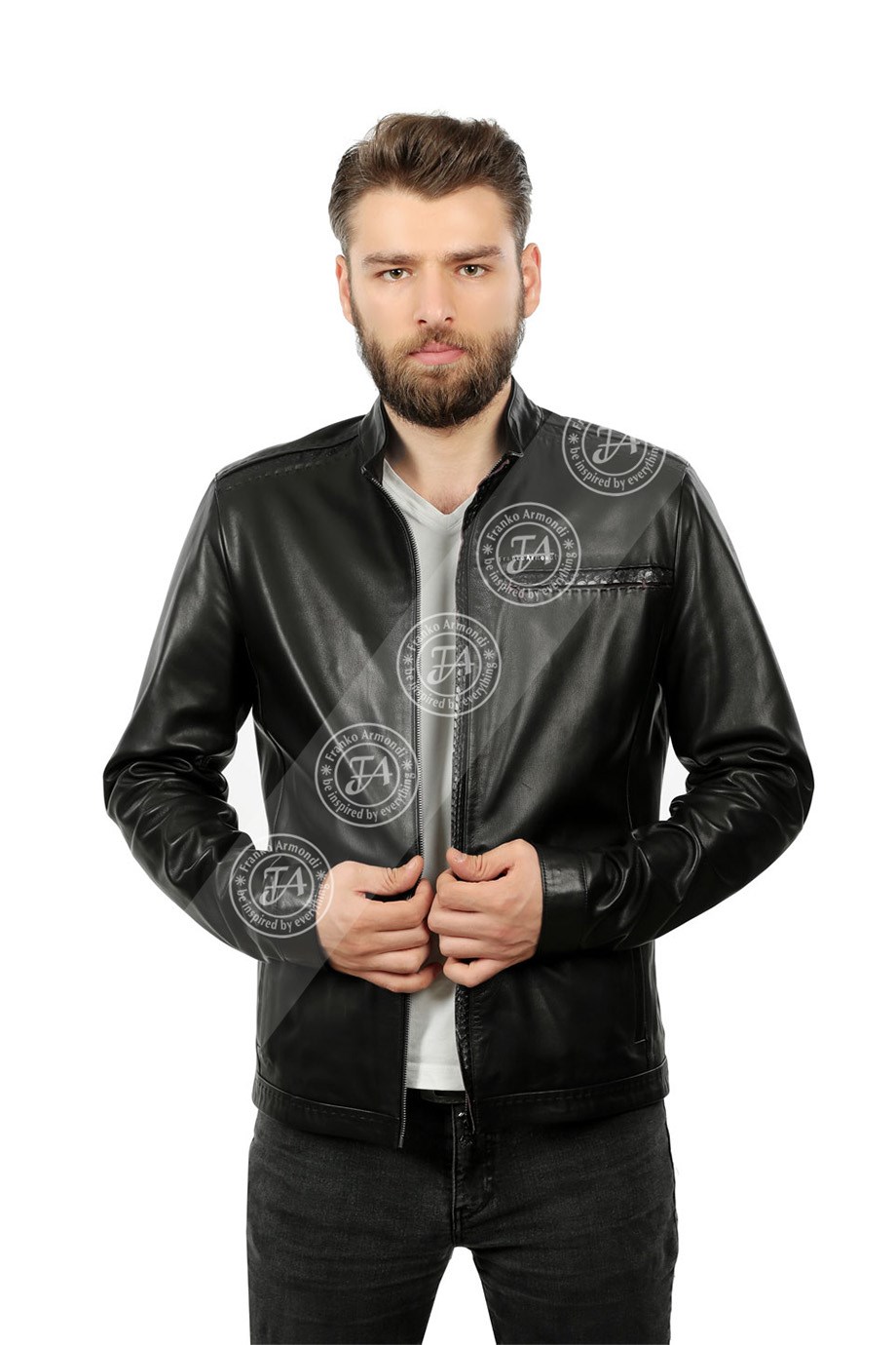 Erkek Gerçek Deri Klasik Mont Piton Siyah K-1343-19395