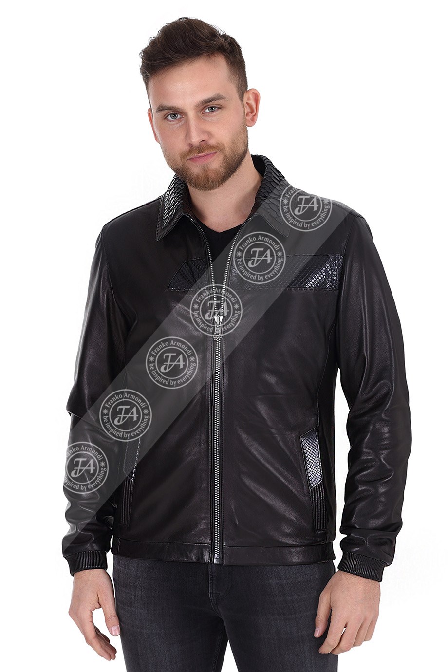 Erkek Gerçek Deri Klasik Mont Piton Siyah K-1389-19541