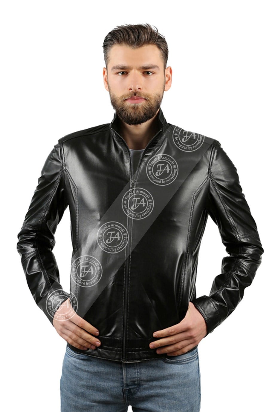 Men's Genuine Leather Classic Coat Whiskey K-962-18304