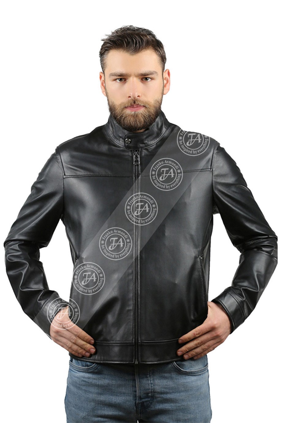 Men's Genuine Leather Classic Puffy Coat Hazelnut Brown K-891-18152