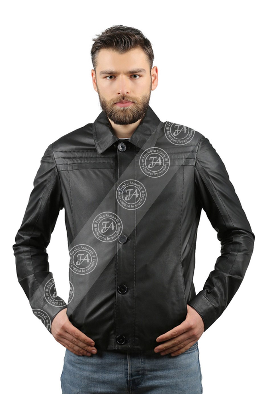 Erkek Gerçek Deri Klasik Mont Siyah K-759-18117