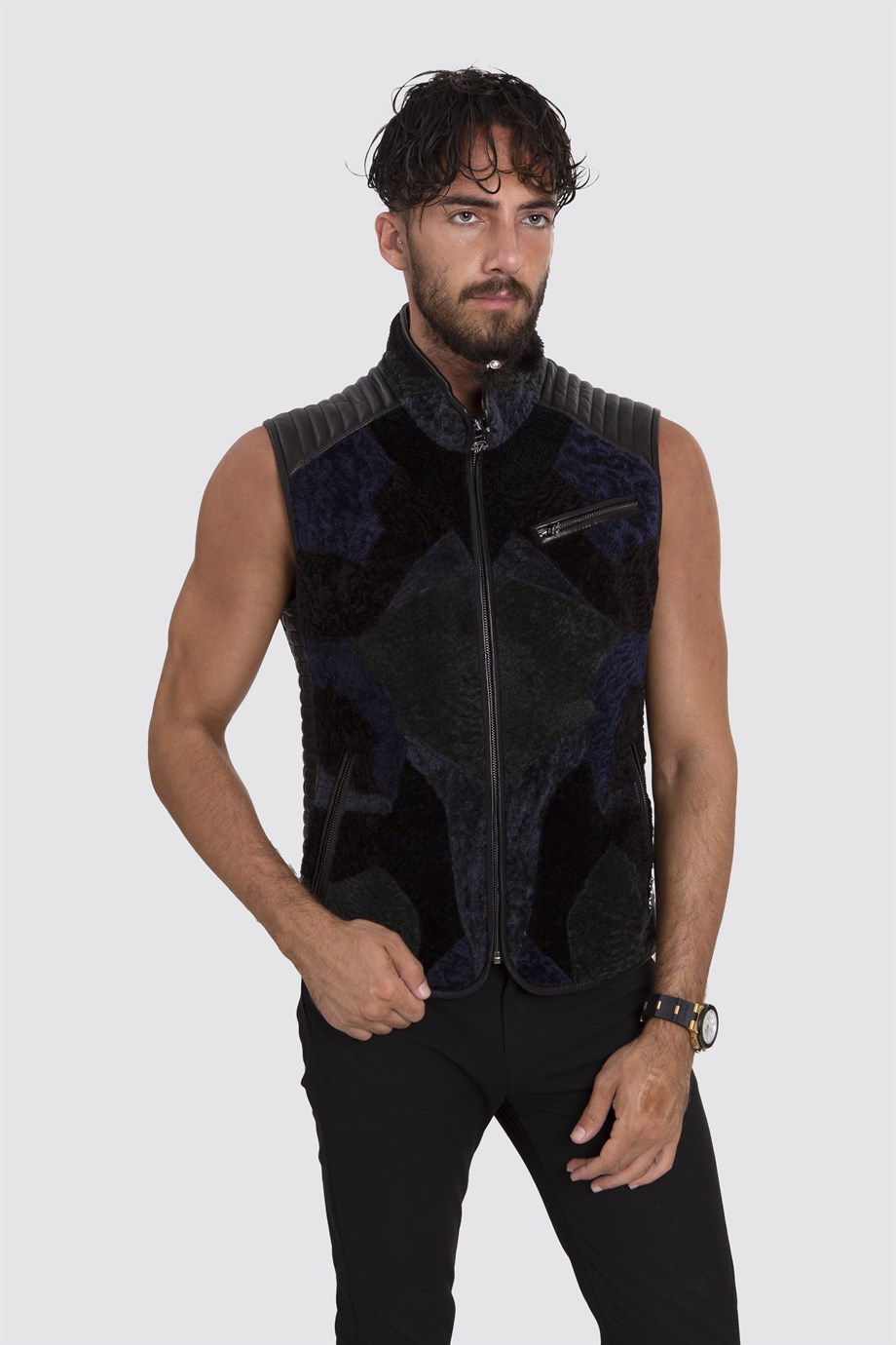 Erkek Gerçek Deri Klasik Yelek  Multi Color  YLK-777-18053 FA2