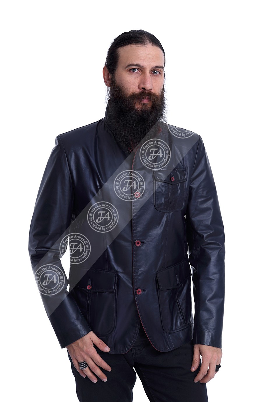 Erkek Gerçek Deri Spor Blazer Slim Fit Lacivet Bordo BLZ-339-15360