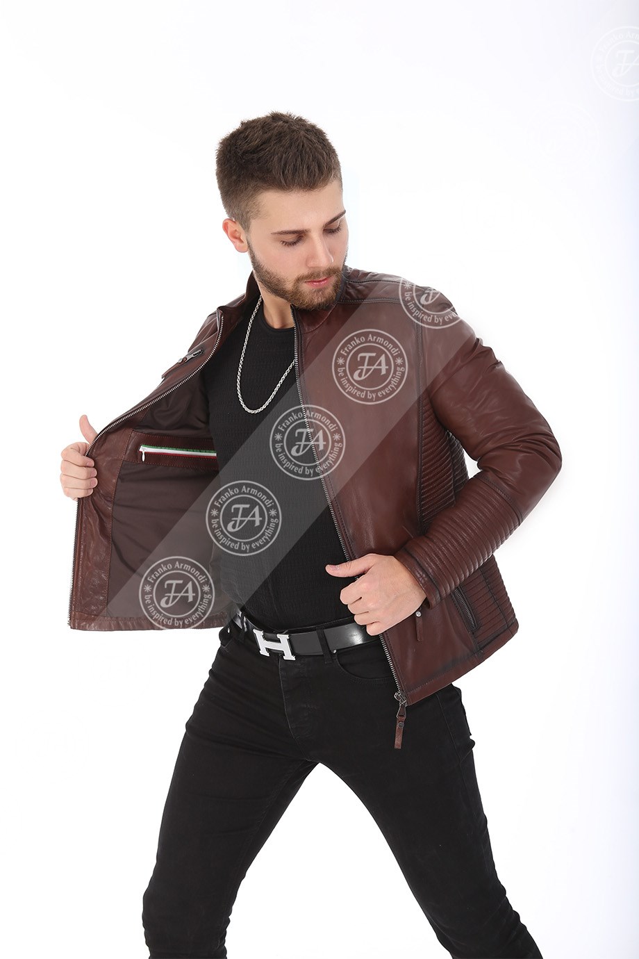 Erkek Gerçek Deri Spor Ceket FA3 KAP-8220 - 19982 Tea  FA3