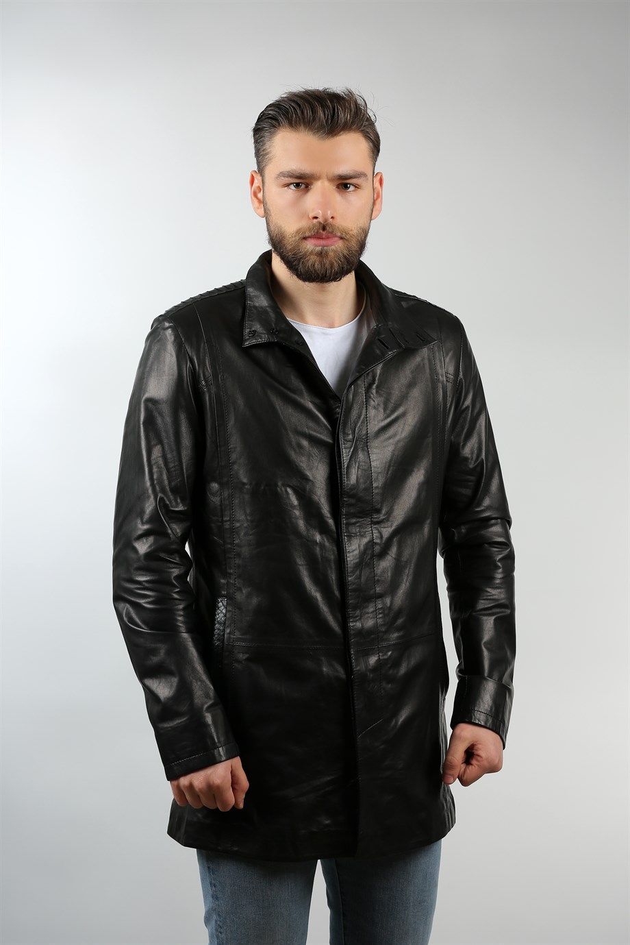 Erkek Gerçek Deri Spor Luxury Kaban lu Siyah ER-293-18344 FA1