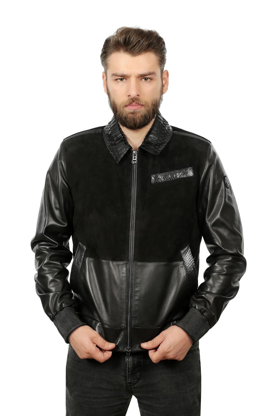 Erkek Gerçek Deri Spor Luxury Mont  Süet Beli Lastikli Siyah K-1361-19421 FA1
