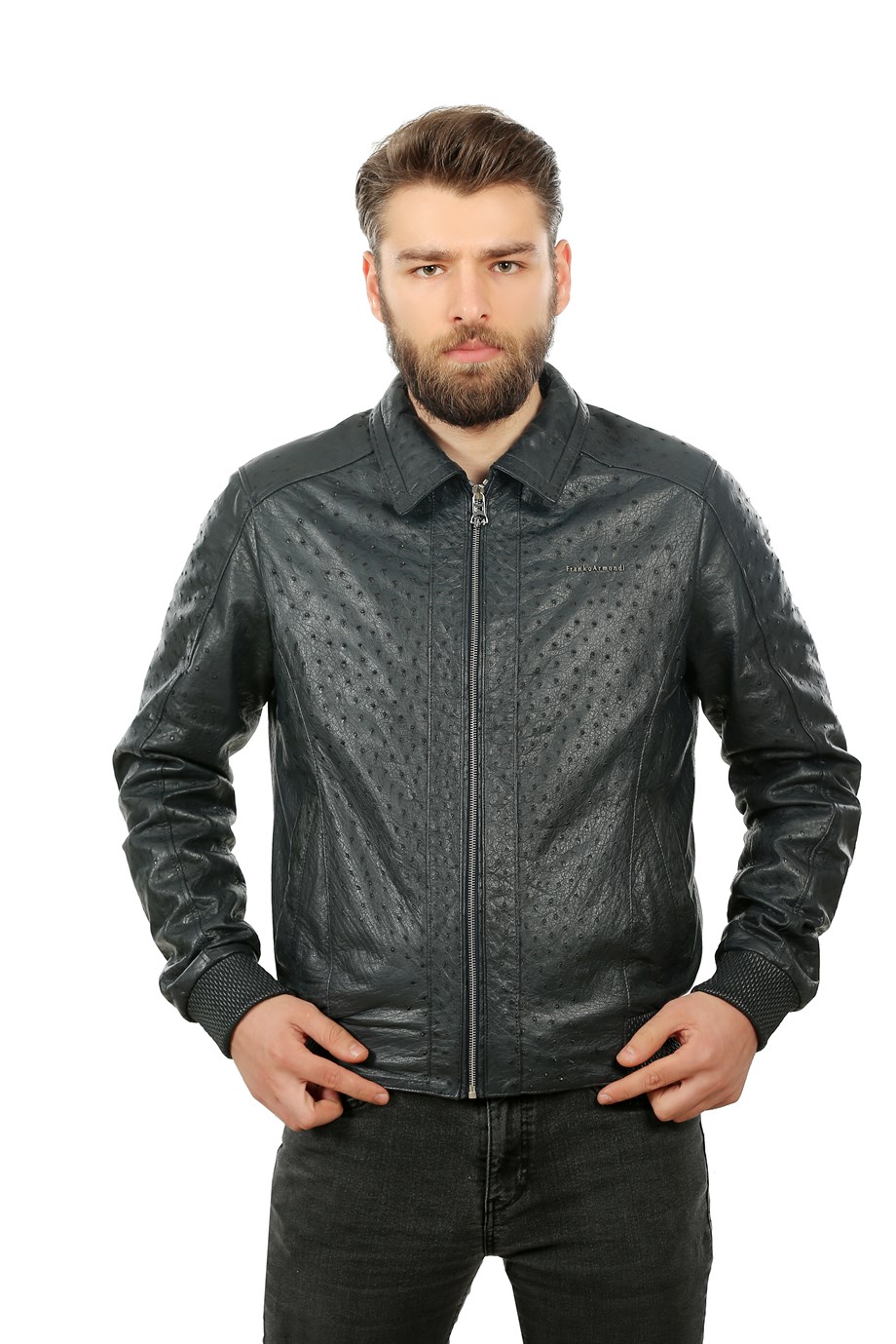 Erkek Gerçek Deri Spor Luxury Mont Beli Lastikli  Lacivert K-909-19307 FA1