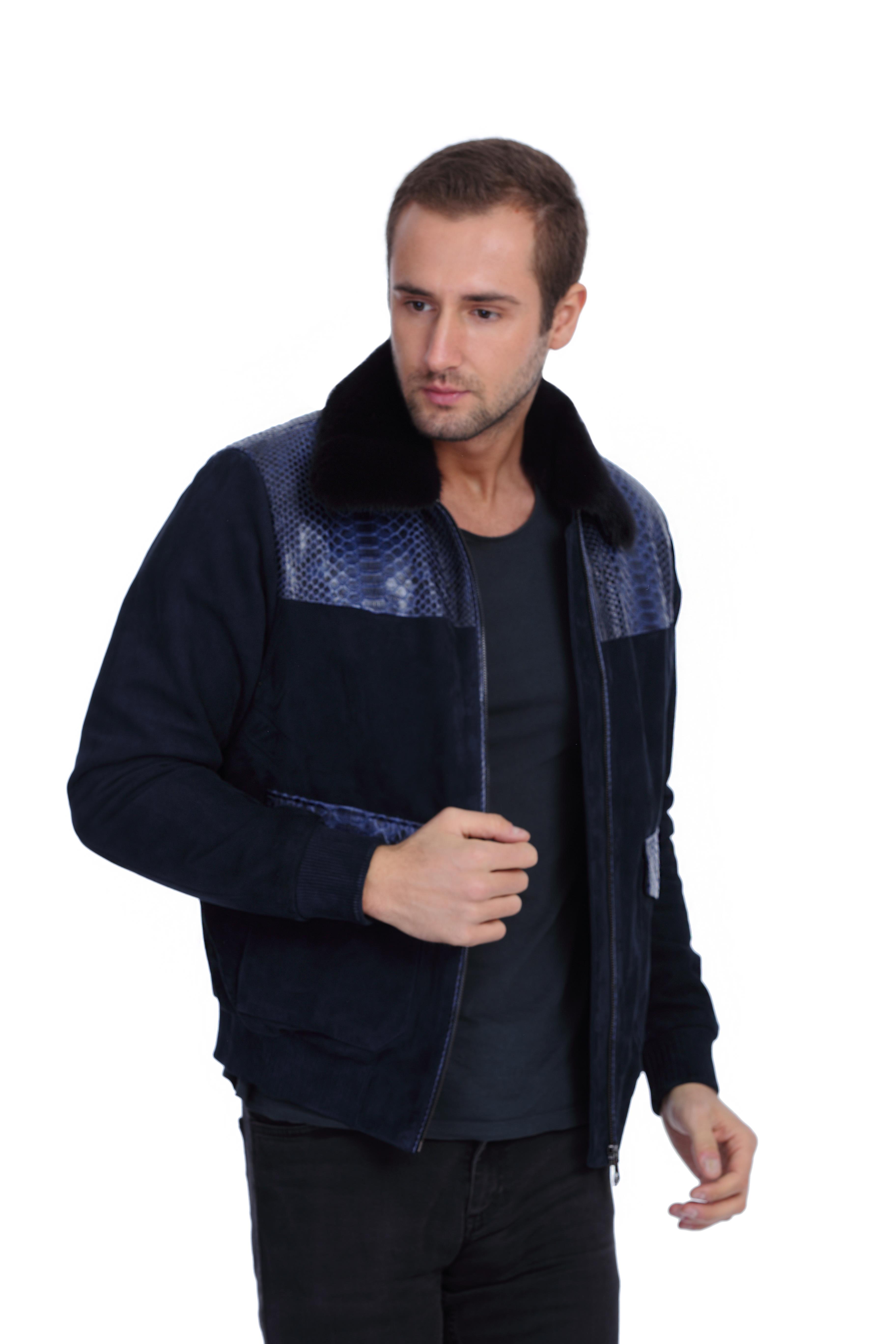 Erkek Gerçek Deri  Spor Luxury Mont Beli Lastikli  Süet  Lacivert KLJ-1453-19669 FA2