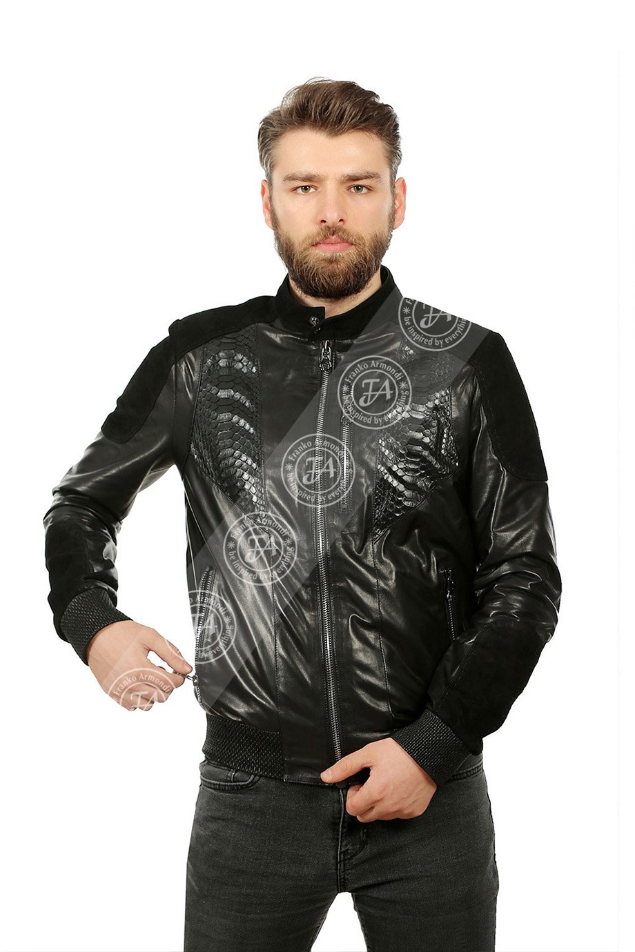 Erkek Gerçek Deri Spor Luxury Mont Beli Lastikli Piton Süet Siyah YK-1383-19463