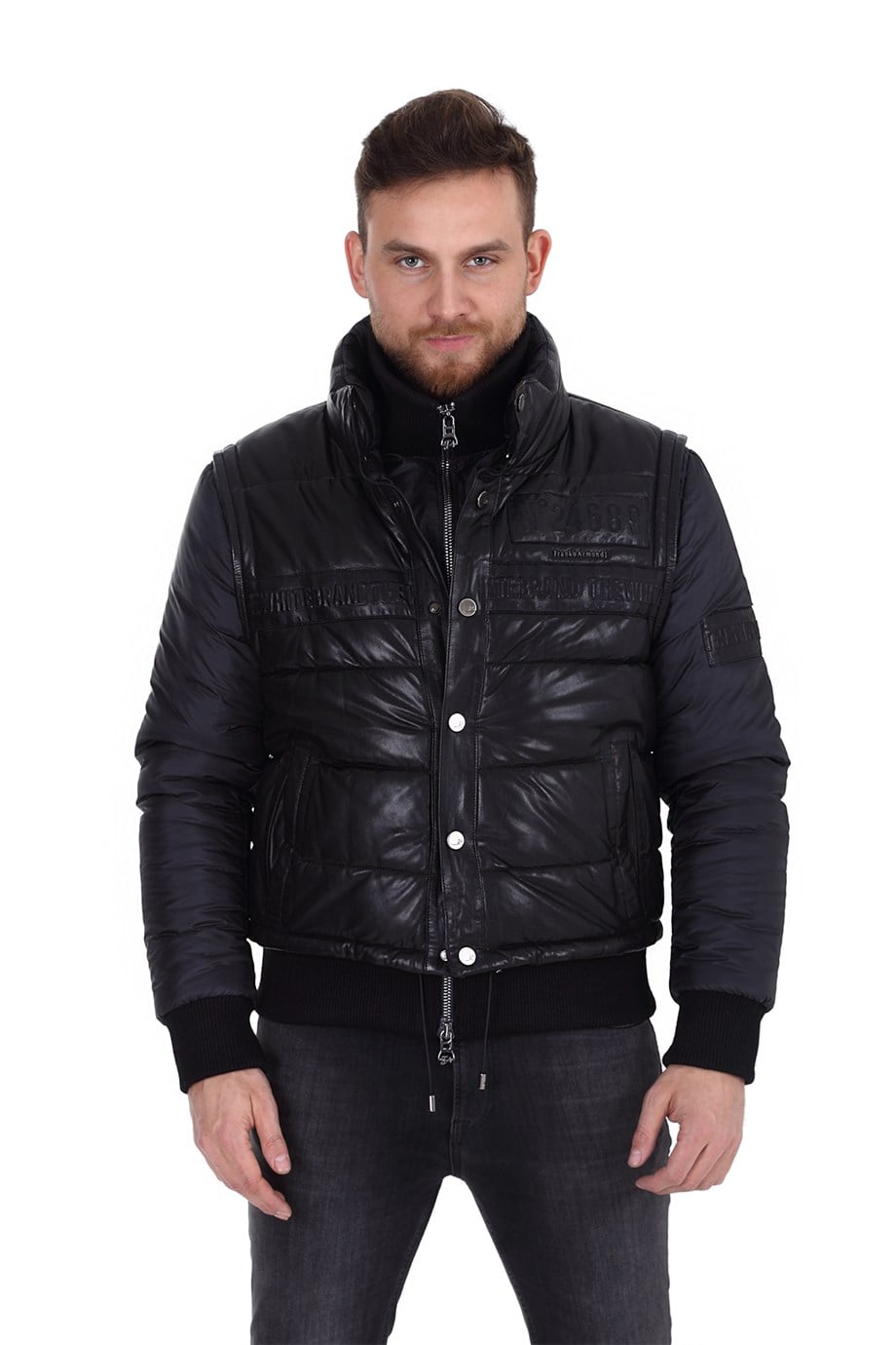 Erkek Gerçek Deri Spor Luxury Mont Kışlık Su Geçirmez Siyah EK-1412-19528 FA1