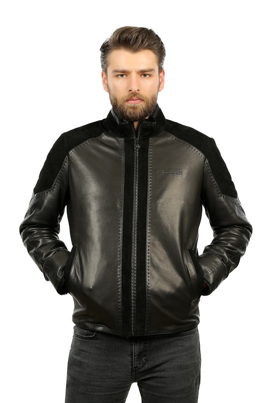 Erkek Gerçek Deri Spor Luxury Mont Kışlık İç Süet Siyah K-1365-19492 FA1