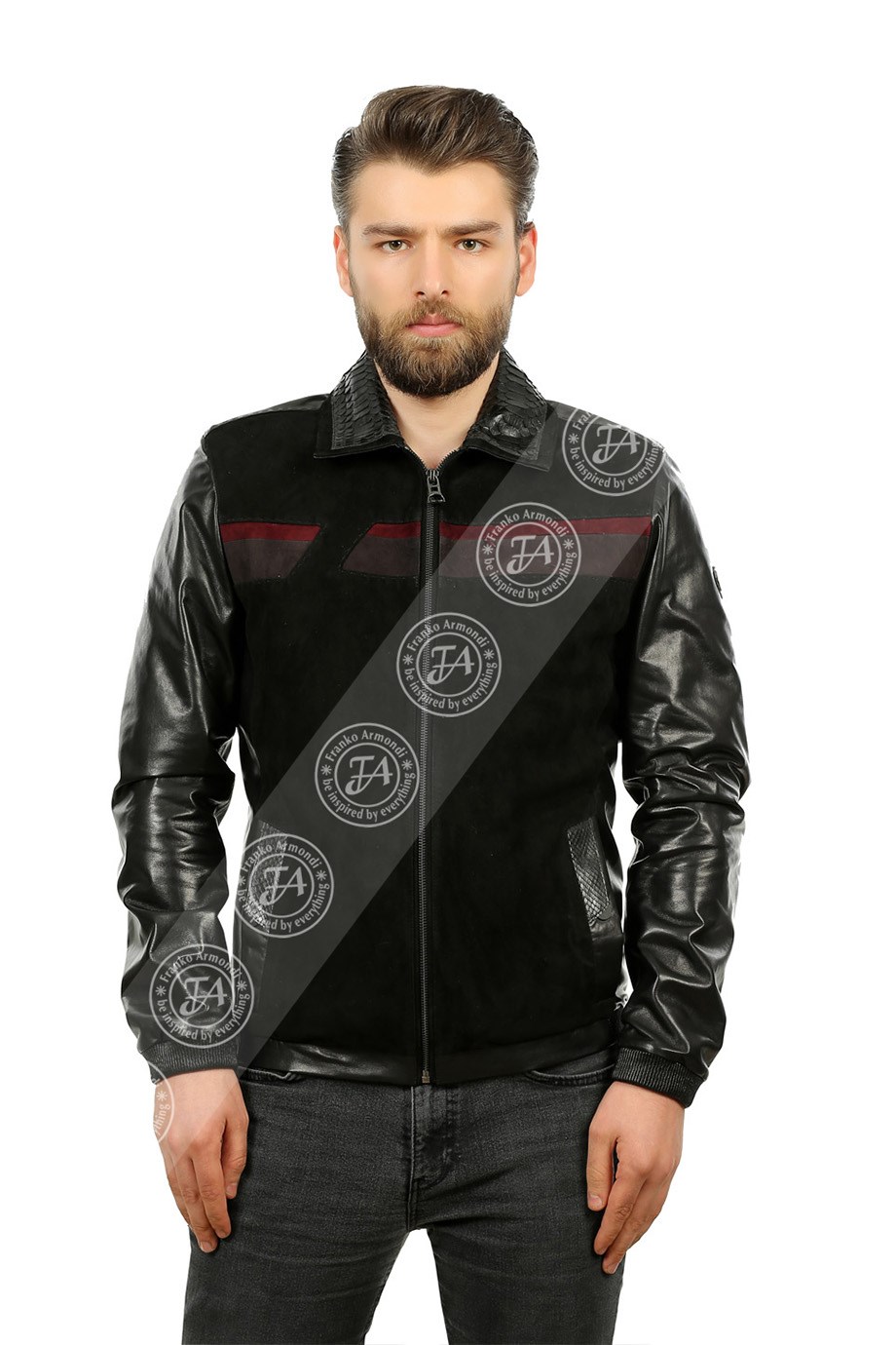 Erkek Gerçek Deri Spor Luxury Mont Piton Süet Beli Lastikli Siyah K-1389-19486