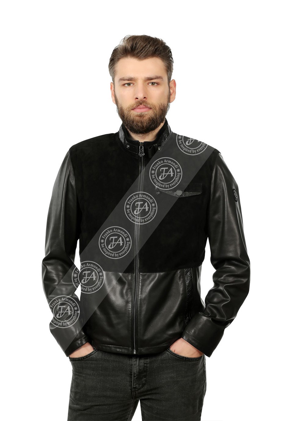 Erkek Gerçek Deri Spor Luxury Mont Piton Süet Siyah K-1359-19418