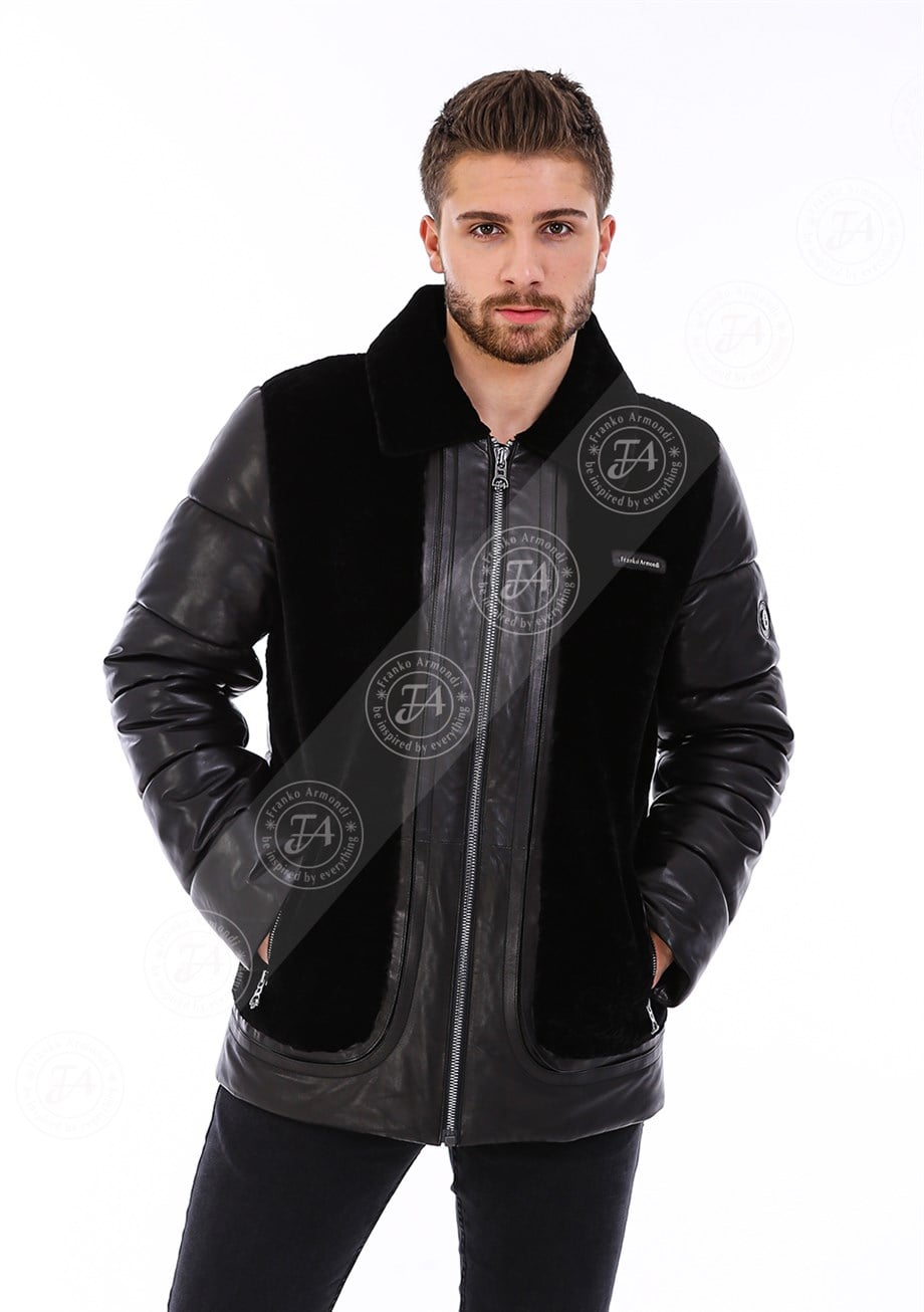 Erkek Gerçek Deri Spor Luxury Mont Siyah K-1590-20083 FA5
