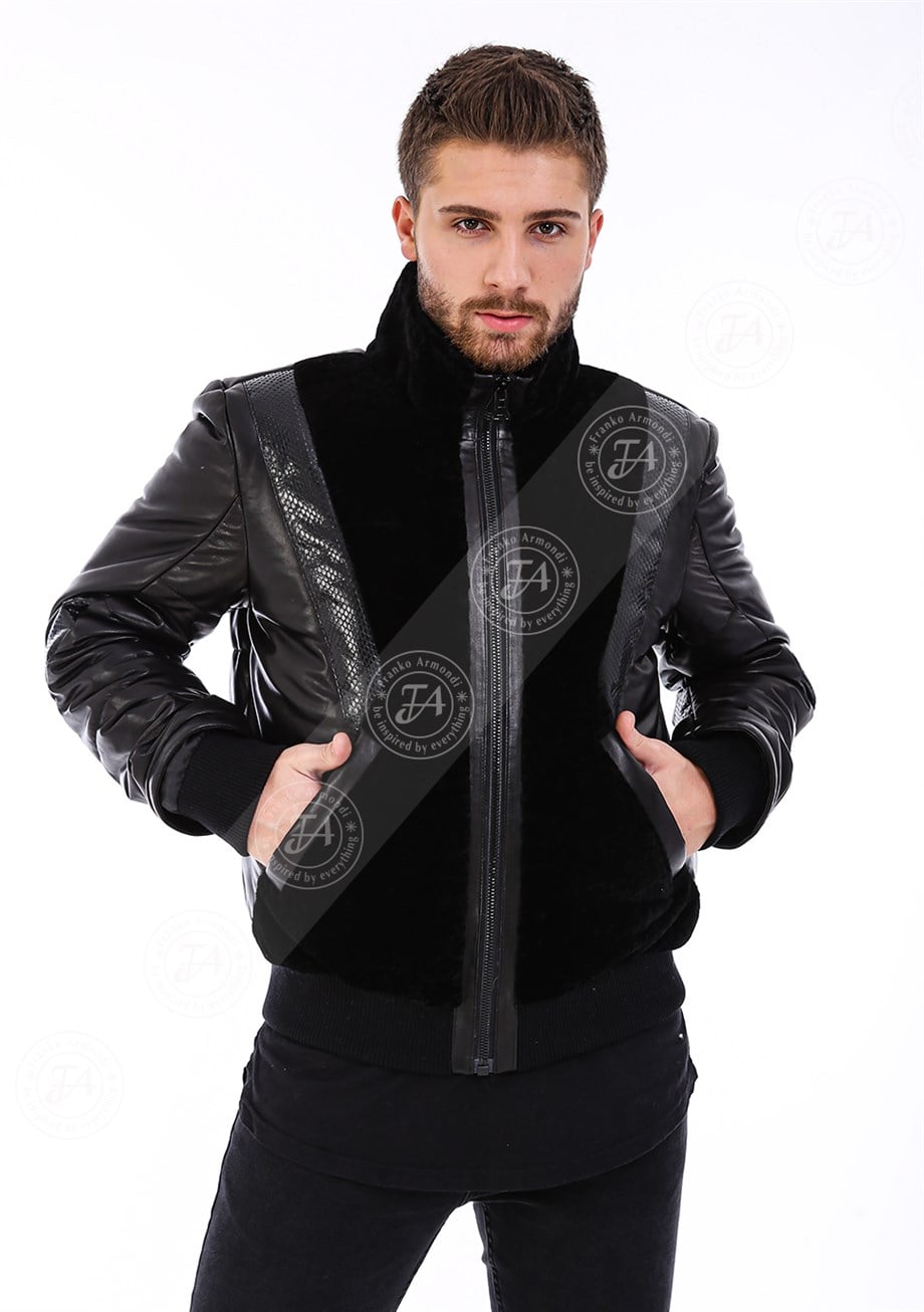 Erkek Gerçek Deri Spor Luxury Mont Siyah K-1538-20088 FA5