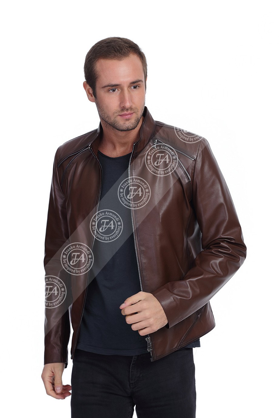 Erkek Gerçek Deri Spor Mont  Fındık Kahve K-1375-19700 FA2