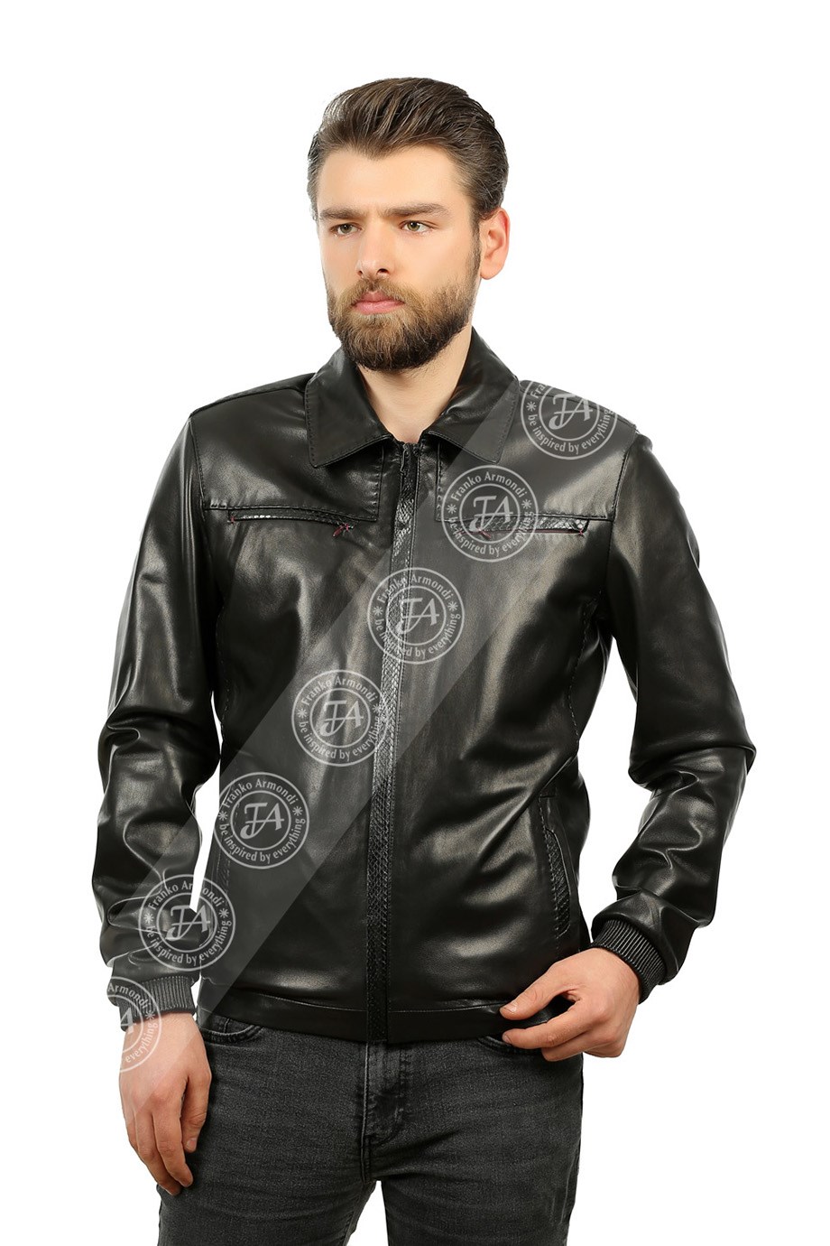 Erkek Gerçek Deri Spor Mont Beli Lastikli Piton SiyahBeli Lastikli Piton SiyahBeli Lastikli Piton Siyah K-1344-19398
