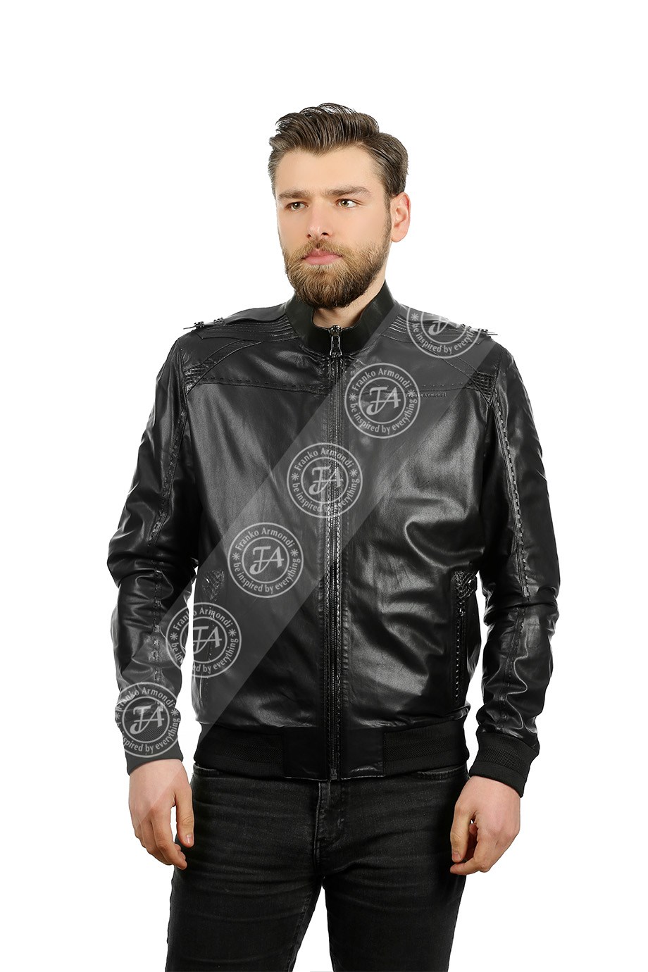 Erkek Gerçek Deri Spor Mont Beli Lastikli Piton Siyah KLJ-1236-19124