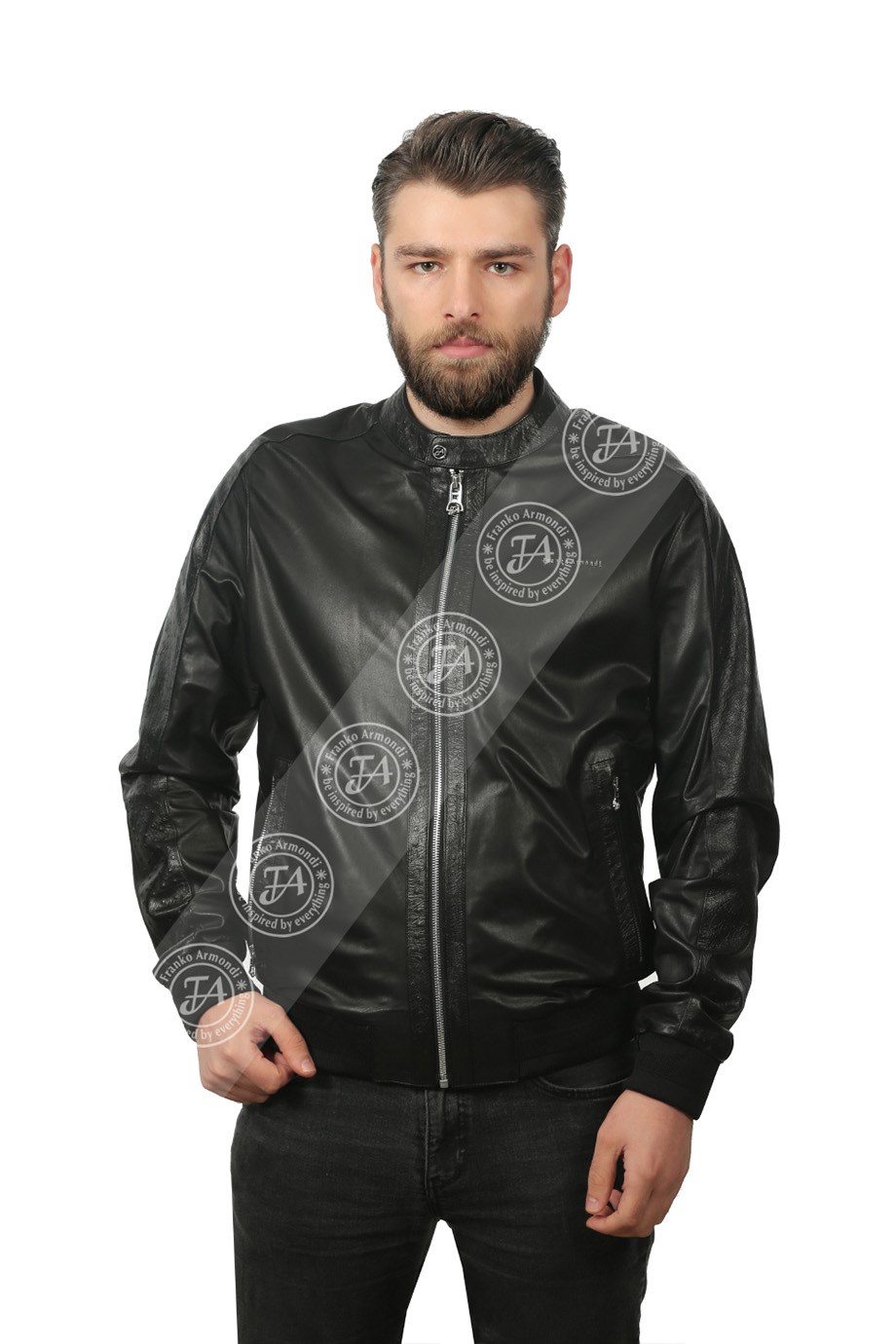 Erkek Gerçek Deri Spor Mont Beli Lastikli Siyah K-977-18955