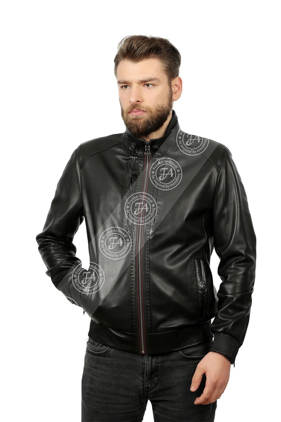 Erkek Gerçek Deri Spor Mont Beli Lastikli Piton Siyah K-1342-19399