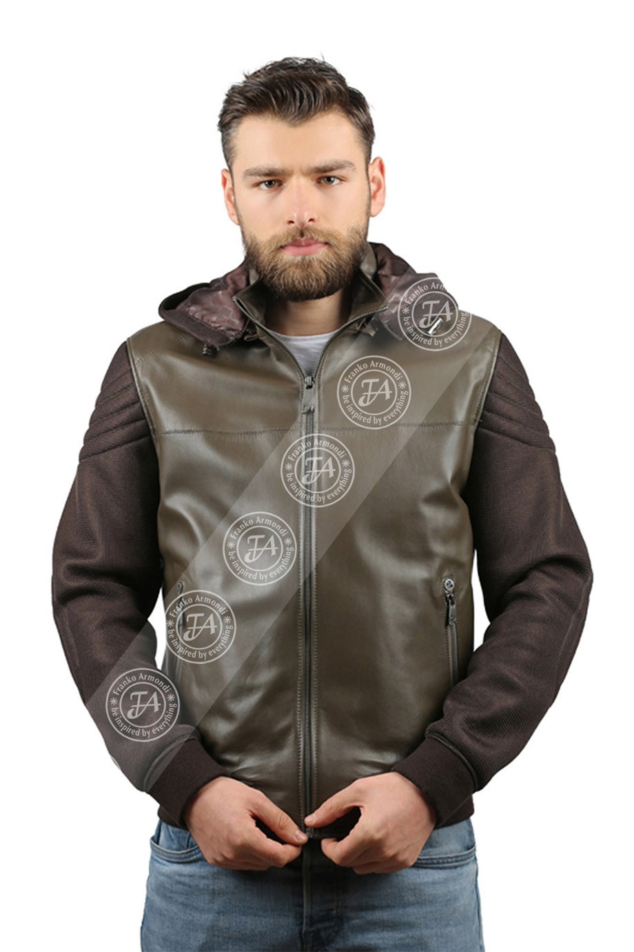 Erkek Gerçek Deri Spor Mont Beli Lastikli Scuba Kahve K-696-17455