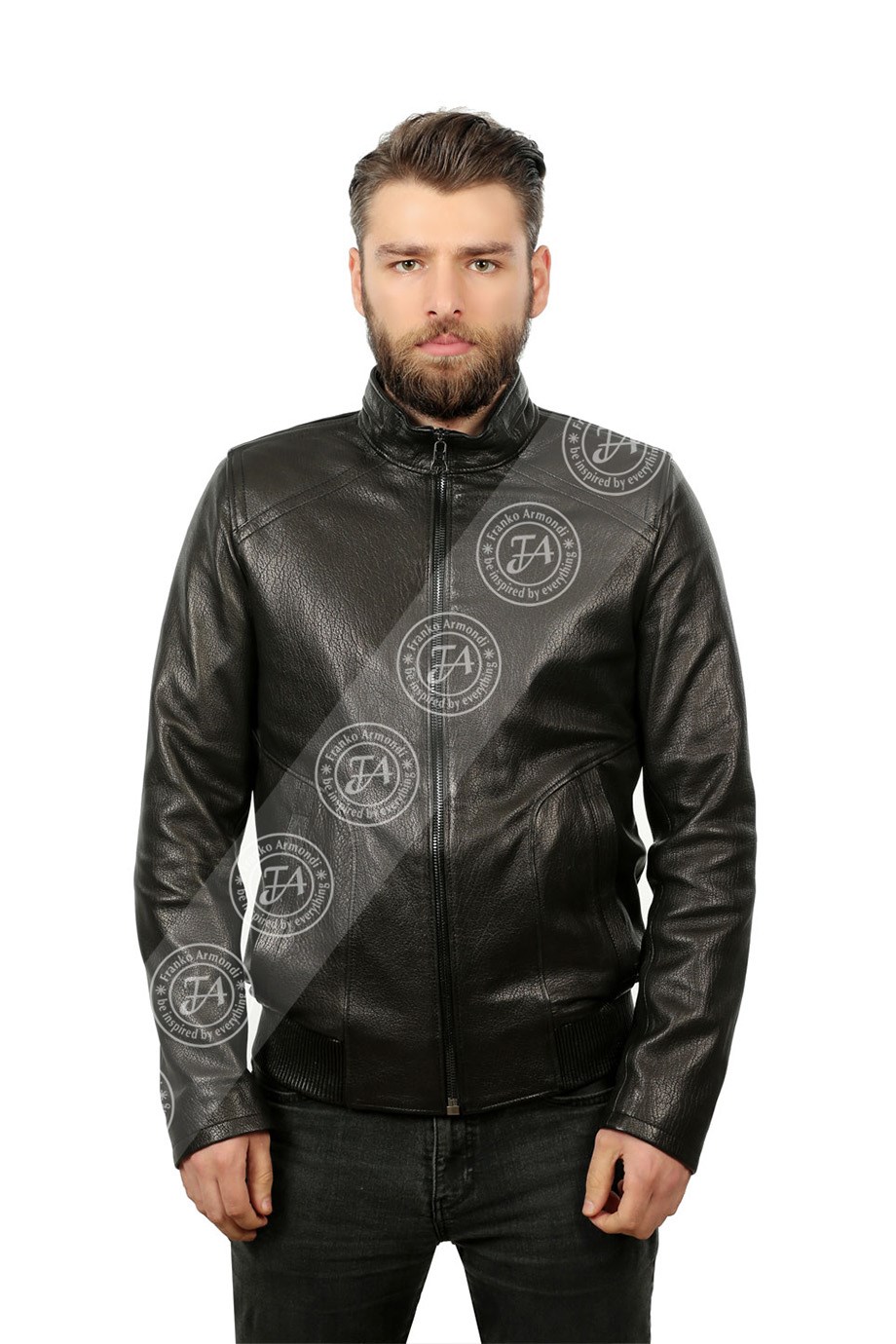 Erkek Gerçek Deri Spor Mont Beli Lastikli Siyah K-1366-19413