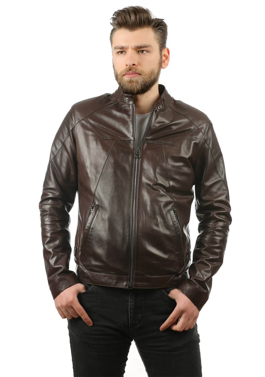 Erkek Gerçek Deri Spor Mont Fermuarlı Kahve K-1006-18511 FA1