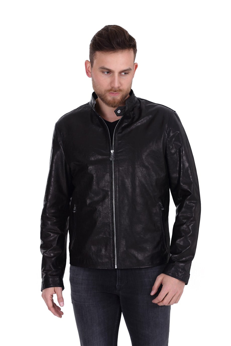 Erkek Gerçek Deri Spor Mont Morso Siyah K-1387-19546 FA1