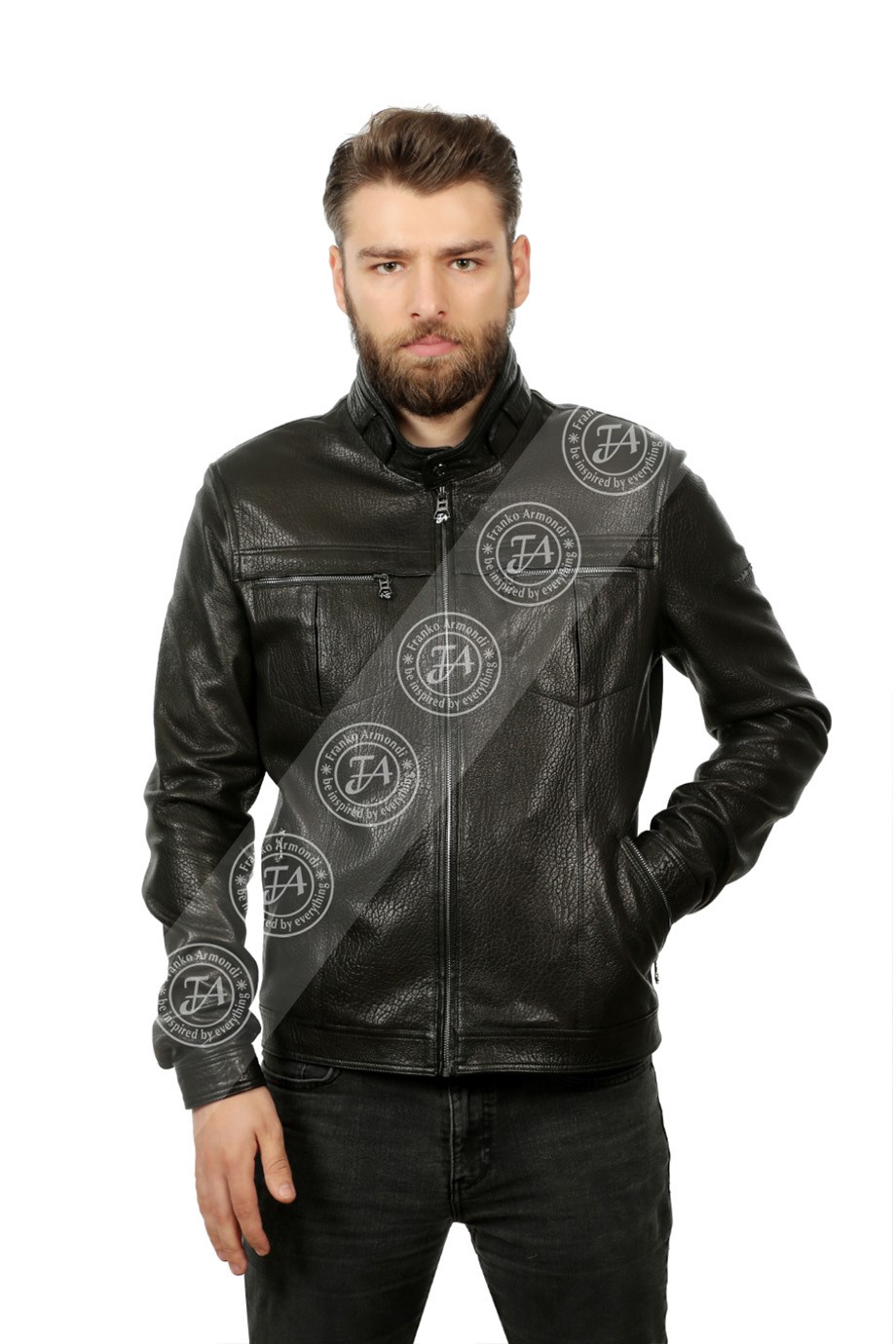 Erkek Gerçek Deri Spor Mont Siyah K-1190-19065