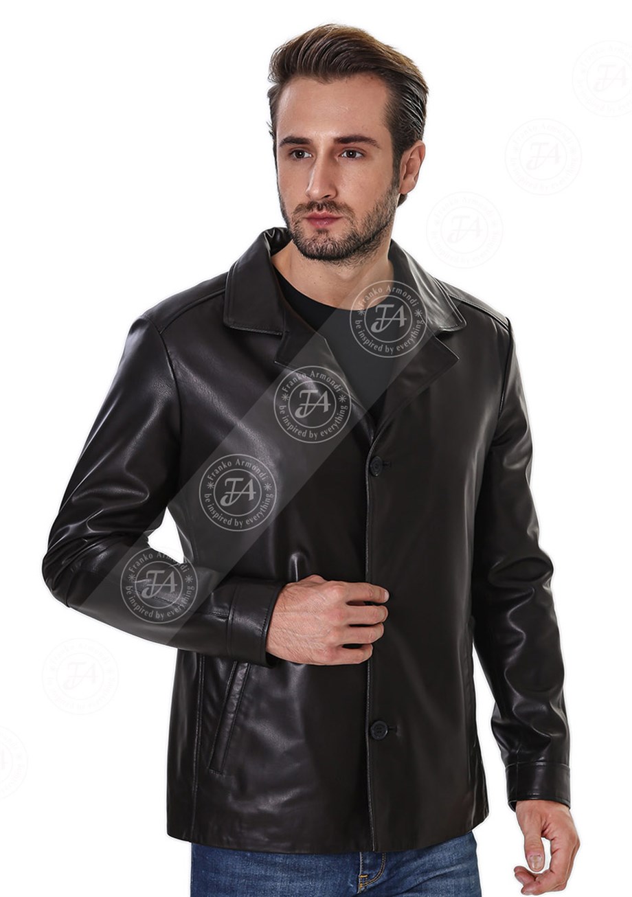 Erkek Gerçek Deri Spor Mont Siyah K-1328-19964 FA4