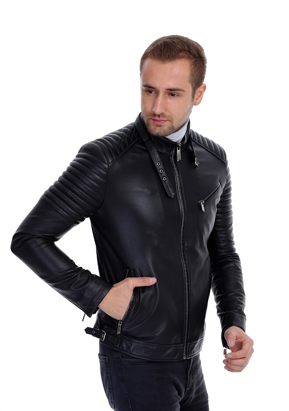 Erkek Gerçek Deri Spor Mont Siyah K-740-17411 FA1