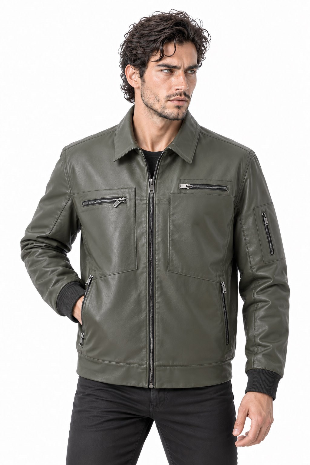 Erkek spor deri mont.Code:24372