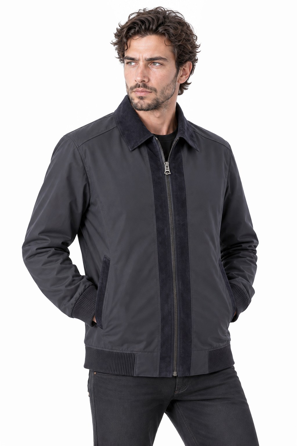 Erkek spor mont süet deri detaylı.Code:24478