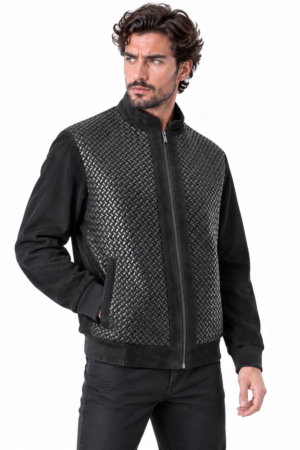 Erkek Süet Deri Mont  / Code: 24365 - Deri Tel Desen , Süet Deri Mont