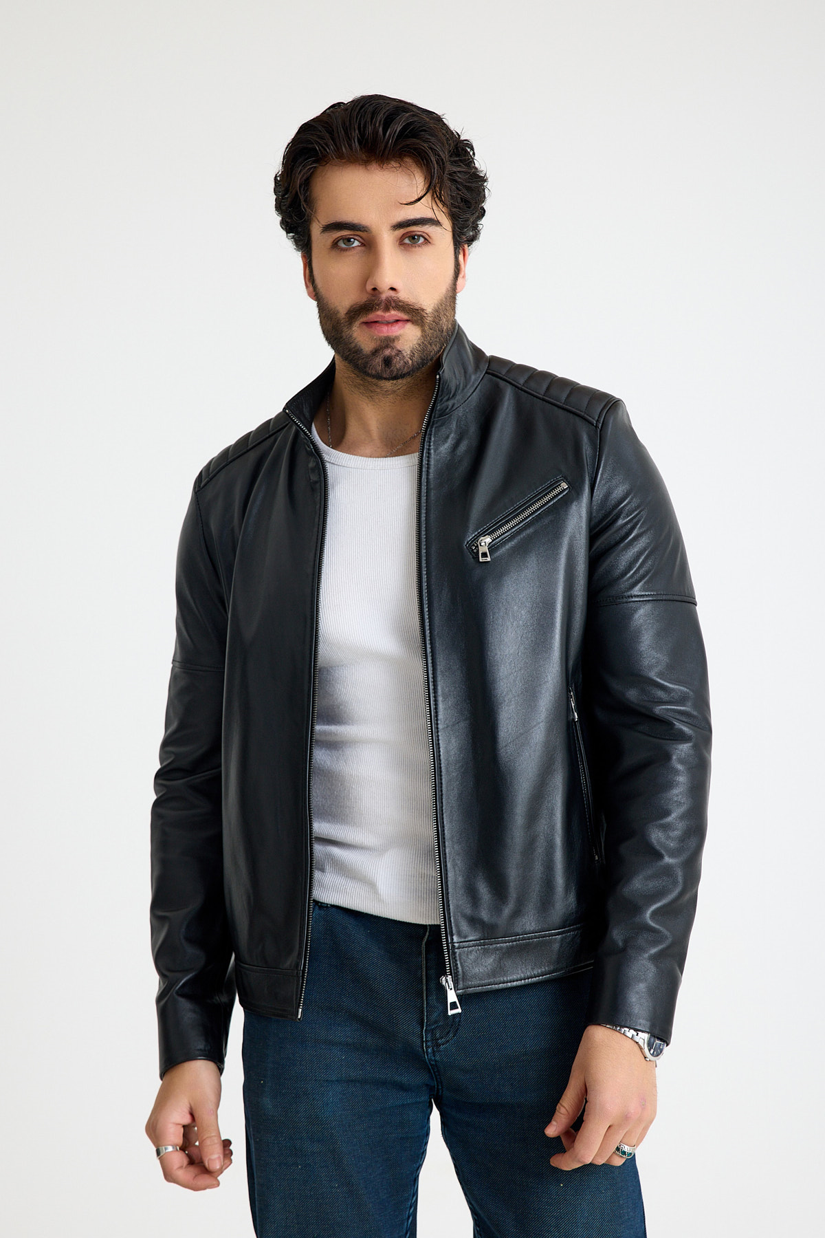 Fit Kısa Erkek Deri Ceket – E1-K-740
