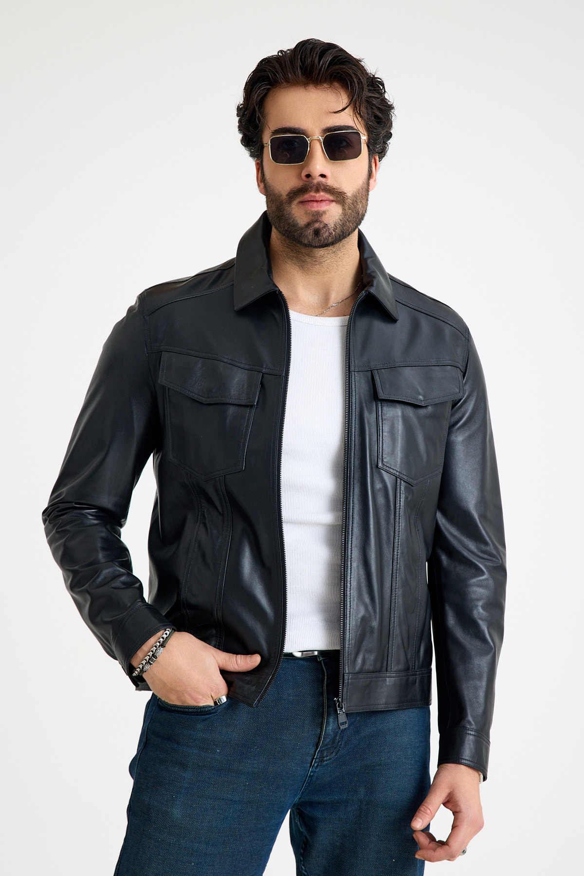 Fit Kısa Erkek Deri Ceket – E3-K-2539-23419