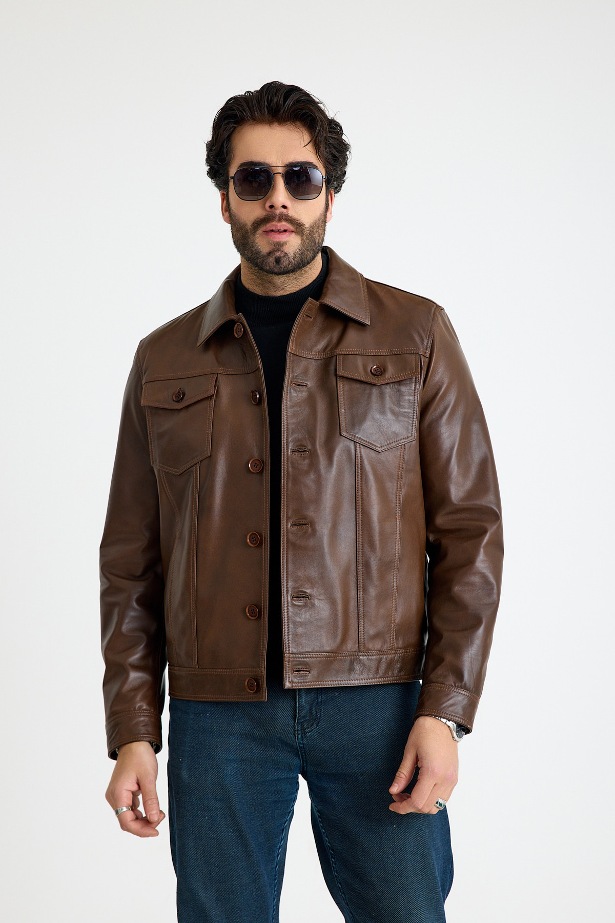 Jean Model Reguler Erkek Deri̇ Ceket  – E24-K-899-Y