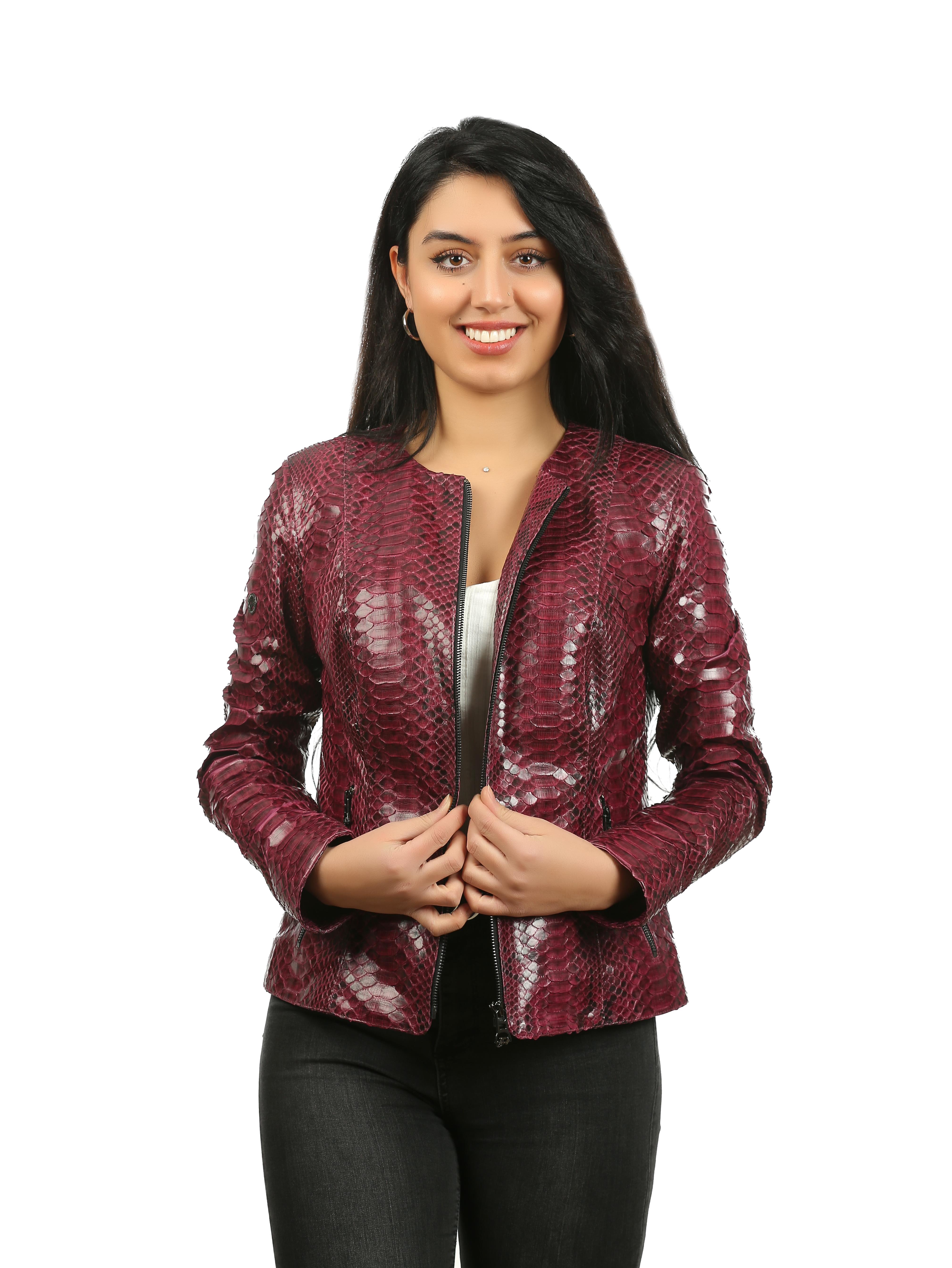 Kadın Gerçek Deri Klasik Luxury Ceket Komple  Bordo bk-1017-19134 FA2