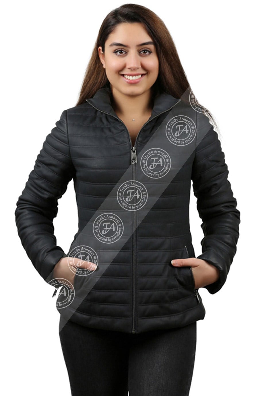 Kadın Gerçek Deri Şişme Kışlık Mont Lacivert BK-738-17394