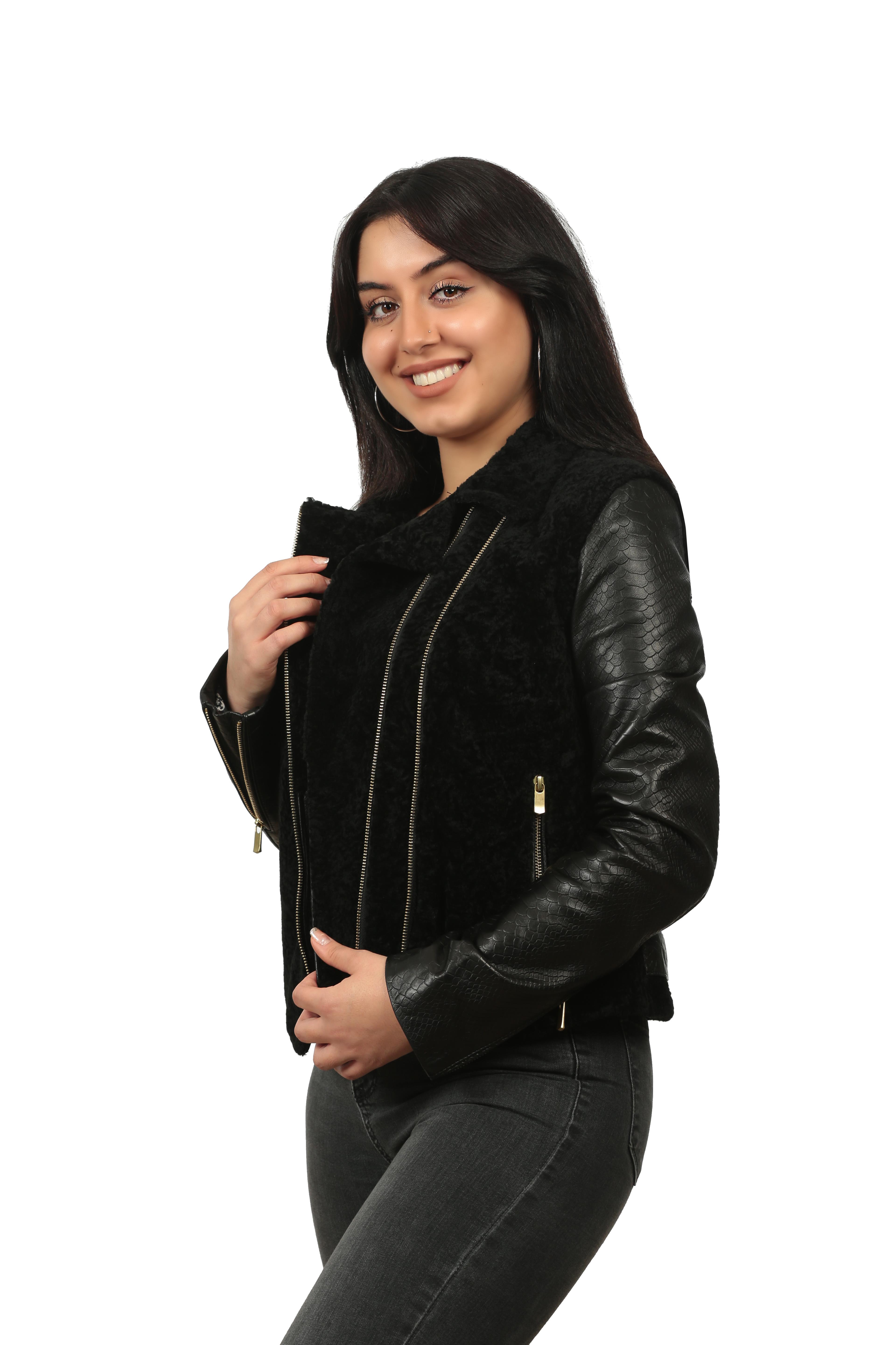Kadın Gerçek Deri Spor Kışlık Mont Siyah bk-930-18162 FA2