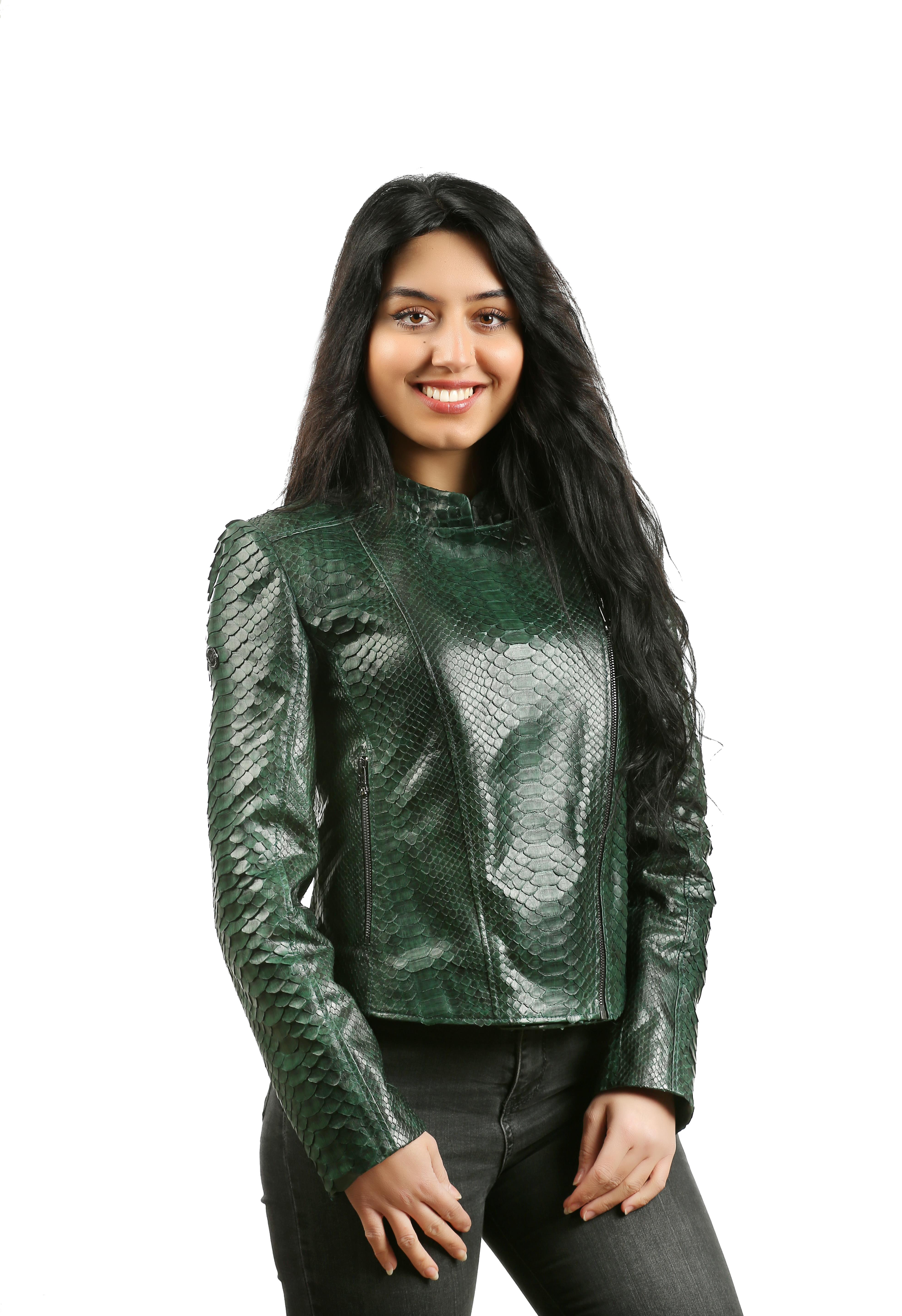 Kadın Gerçek Deri Spor Luxury Mont Komple  Yeşil bk-382-19135 FA2