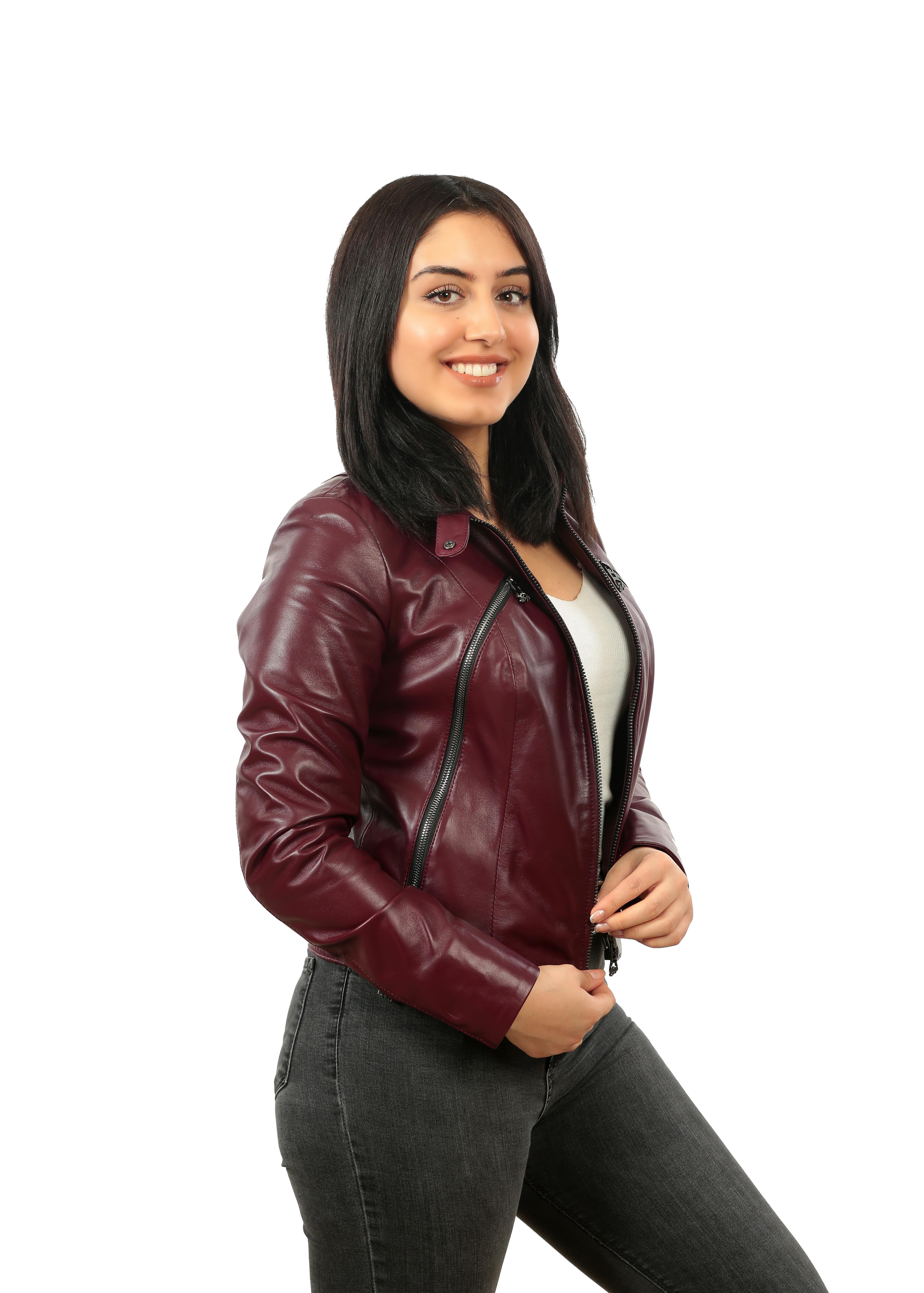 Kadın Gerçek Deri Spor Mont  Bordo BK-1306-19425 FA2