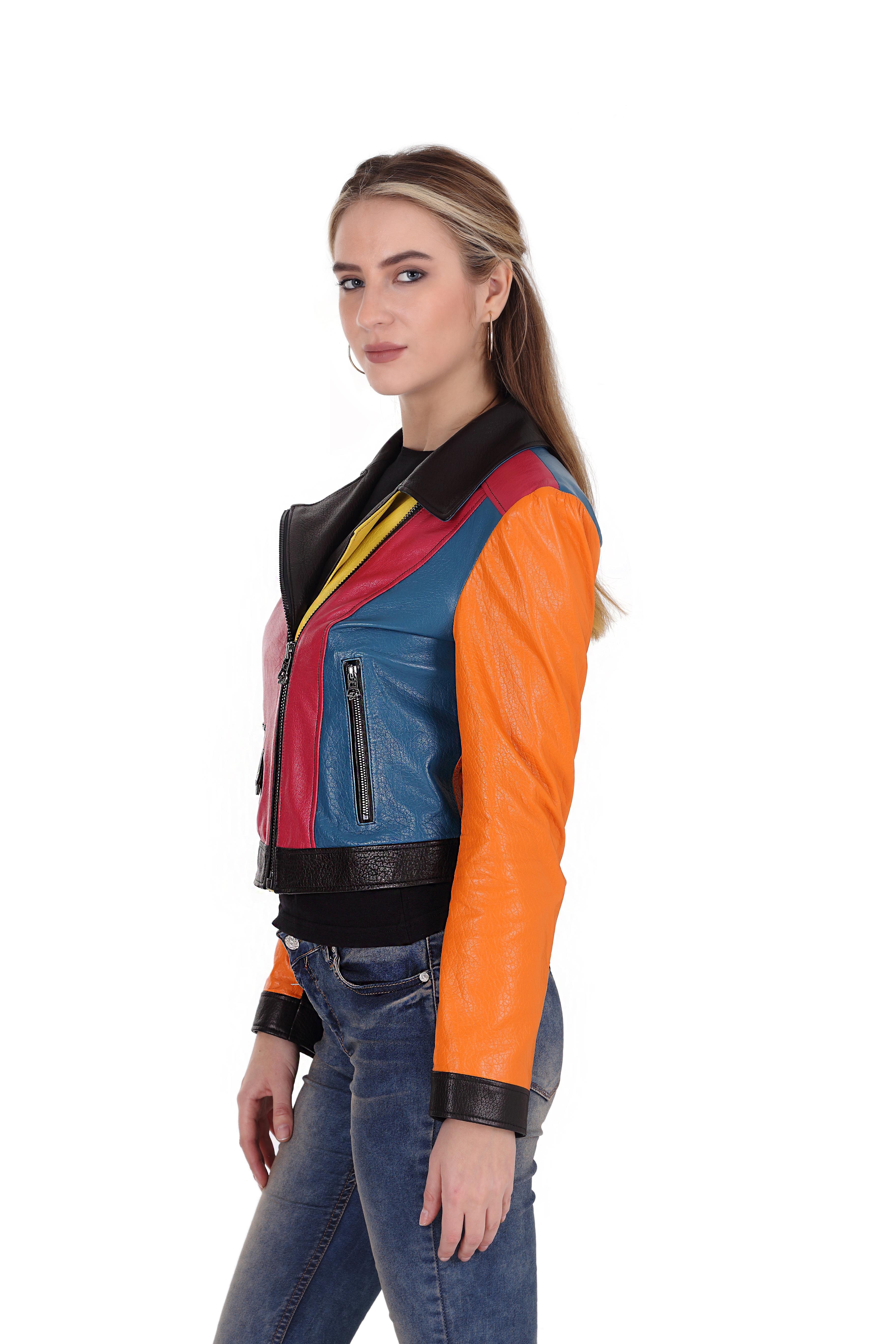 Kadın Gerçek Deri Spor Mont Multi Color BK-827-19559 FA2