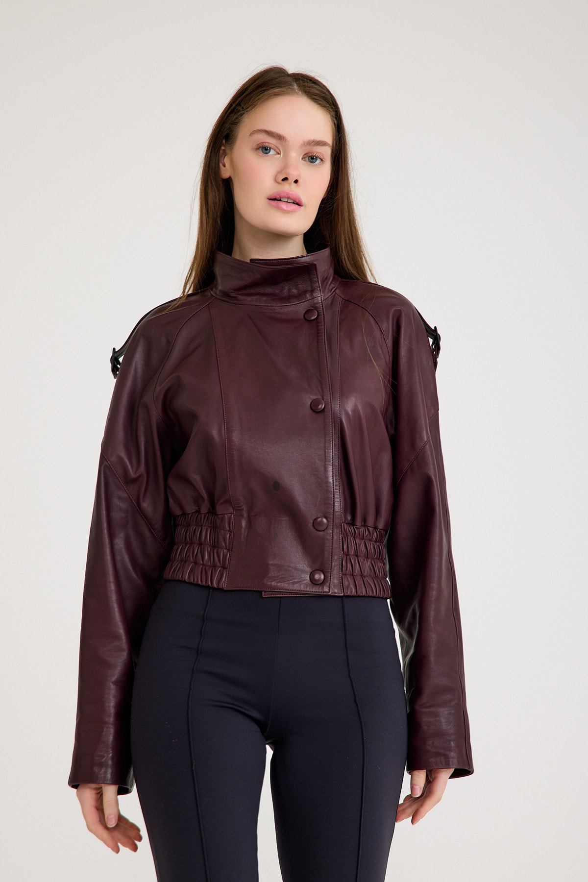 Oversize Bayan Deri Ceket – VB-15-BK-2808-24039