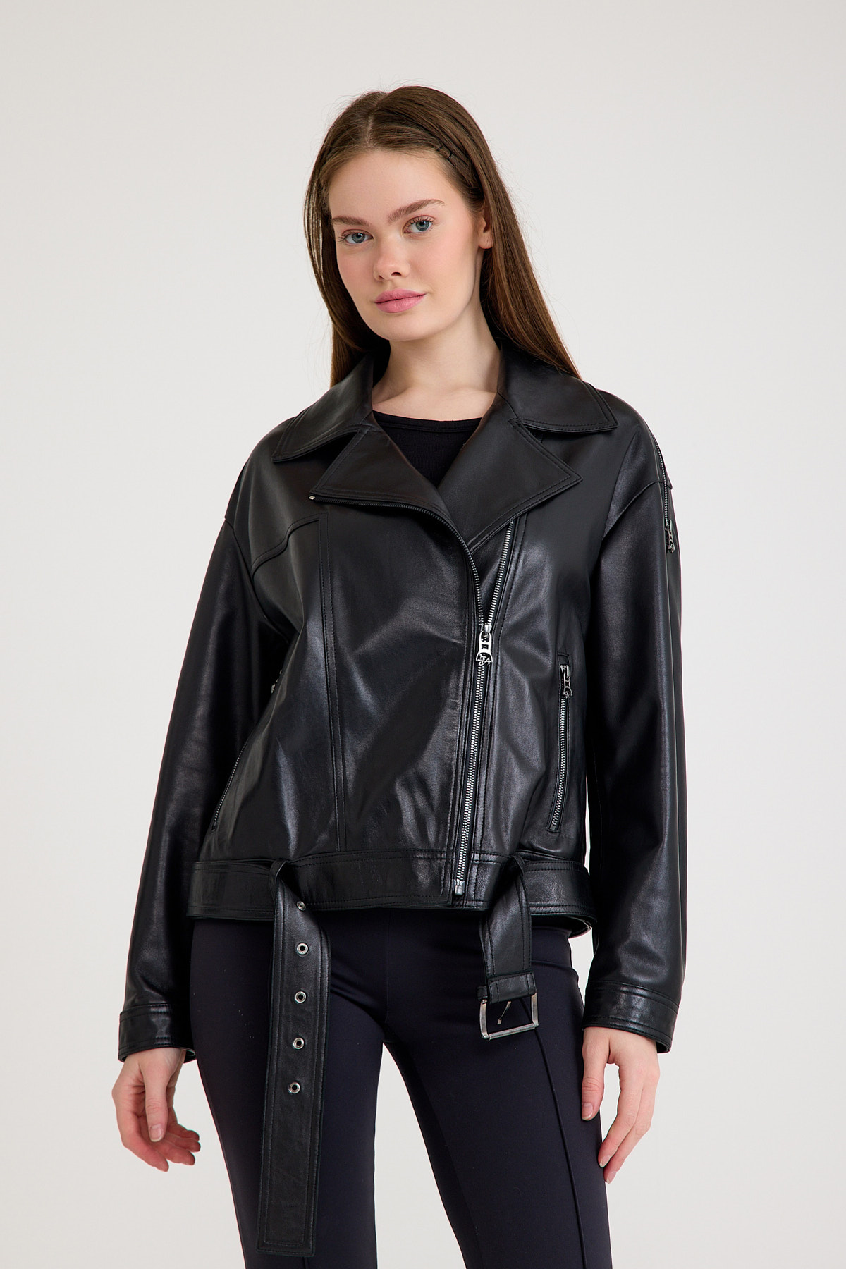 Oversize Bayan Deri Ceket – VB-23-BK-2143-22609