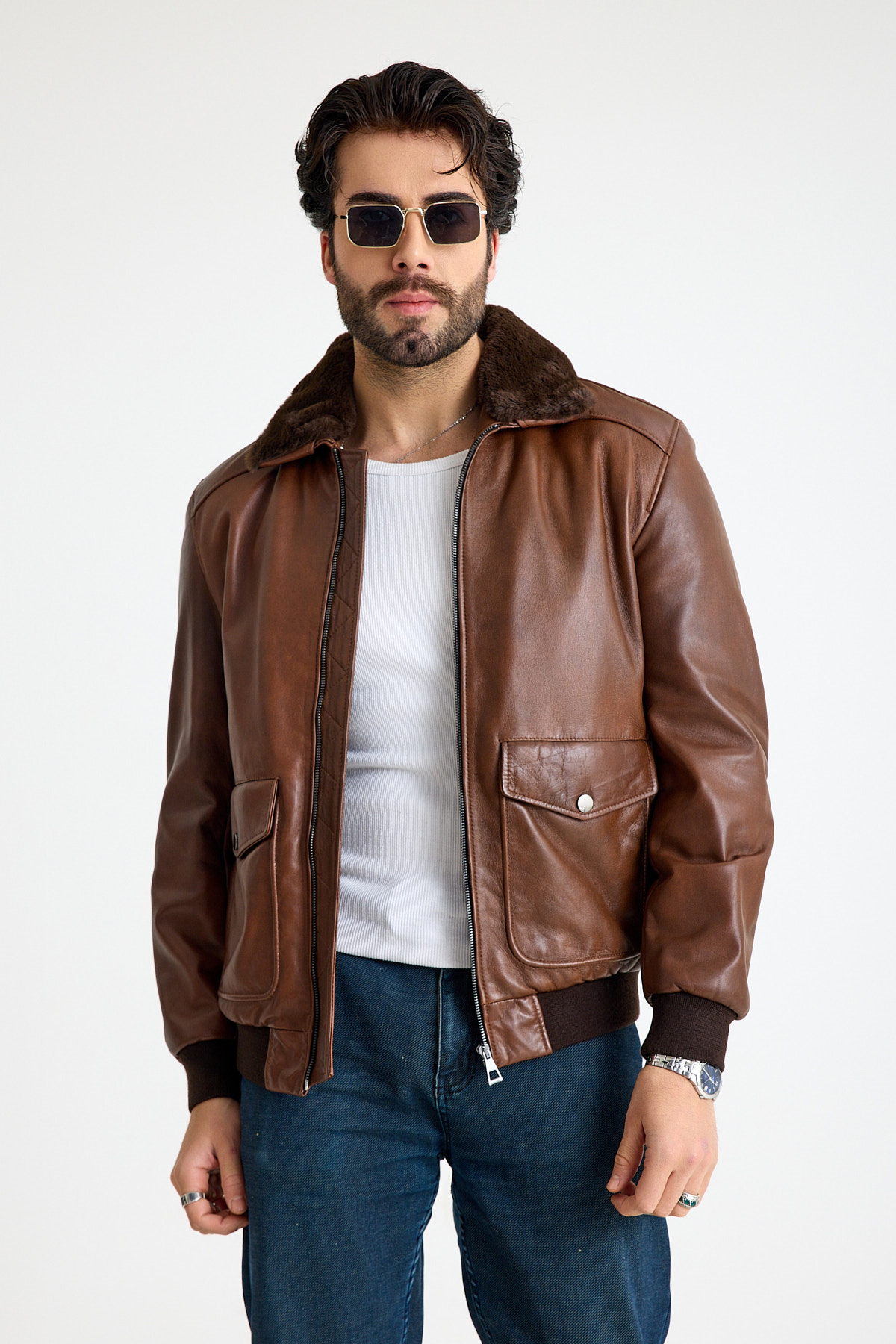 Pi̇lot Model Erkek Deri̇ Ceket  – E11-KLJ-2071
