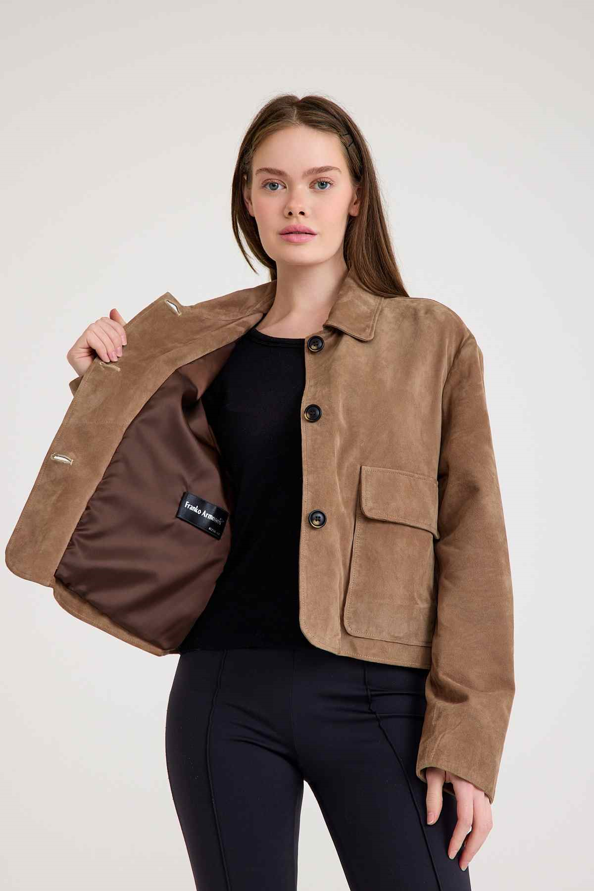 Regular Bayan Süet Deri Ceket – VB-6 BK-2694 - 23750