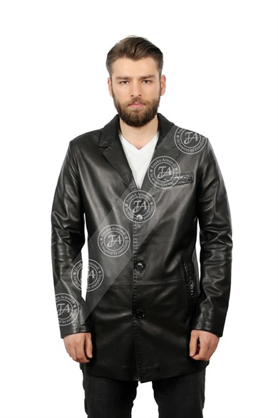 Erkek Gerçek Deri Klasik Luxury Kaban Kroko  Puntolu  Siyah ER-293-18161